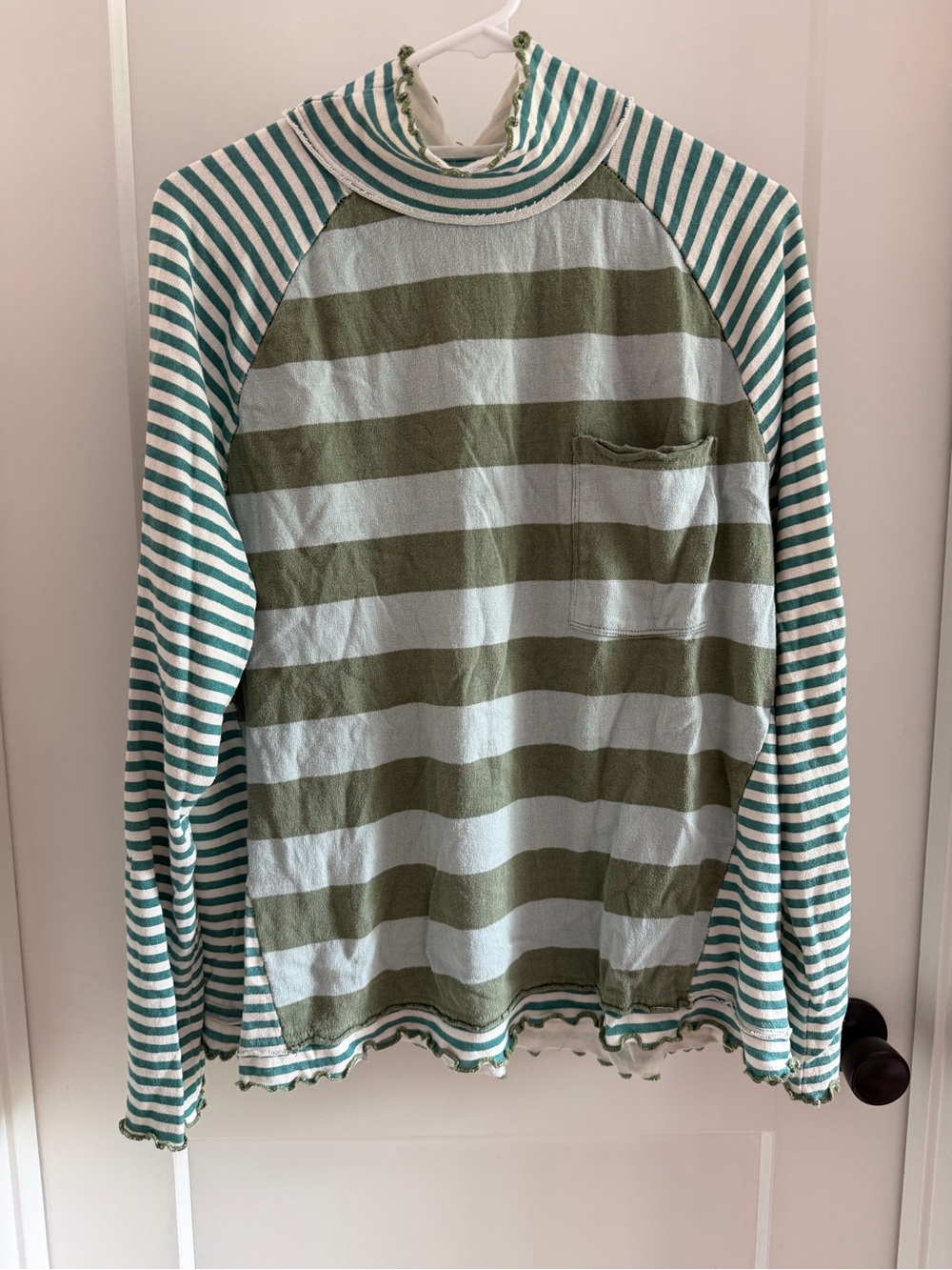 Free People Striped Lettuce Edge Long Sleeve